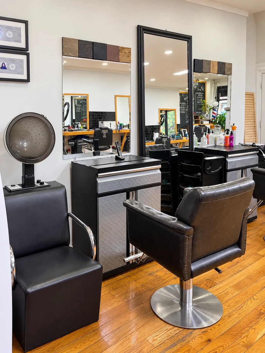 Salon styling area at Hair & Cuts, Woodside